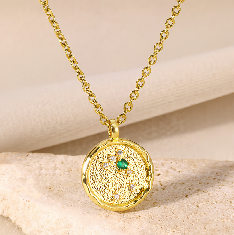 14K Gold Plated Zodiac Star Map Pendant Necklace for All Zodiac Signs – Love Jewelry Gift for Couples- EclatDoré