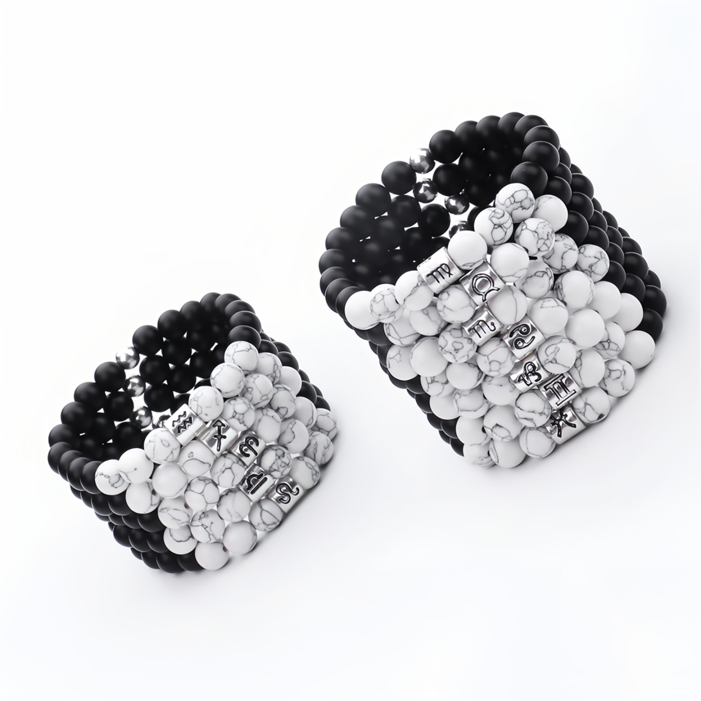 12 Zodiac Signs Natural Matte Stone White Turquoise Beaded Wealth Attraction Bracelet- EclatDoré