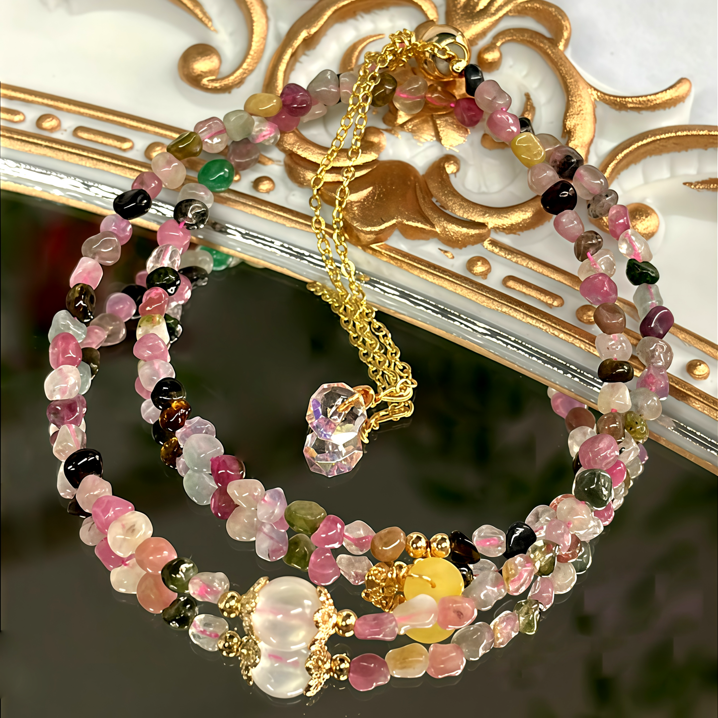 Peaceful Guidance - Tourmaline Hamsa Charm Bracelet- EclatDoré