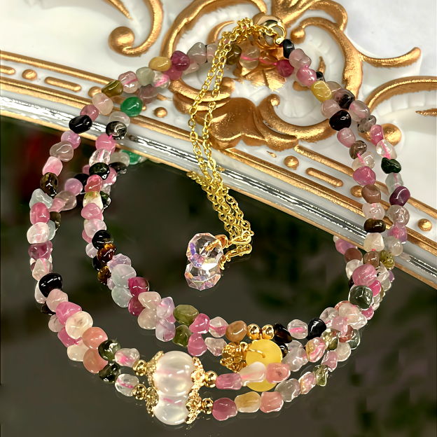 Peaceful Guidance - Tourmaline Hamsa Charm Bracelet- EclatDoré