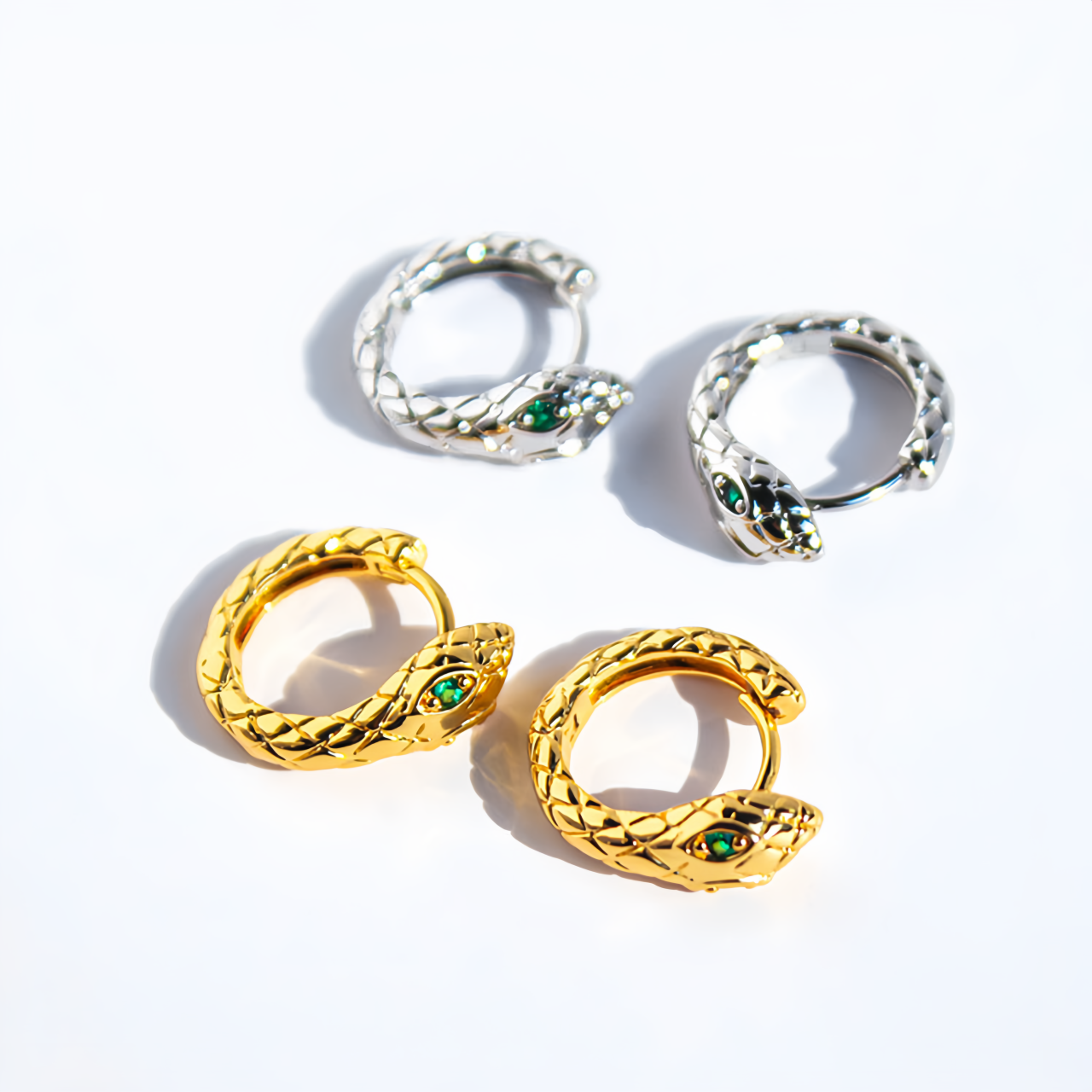 Zodiac Green Zircon Snake Eye Earrings - Adjustable Snake Earrings, Unique Statement Jewelry- EclatDoré