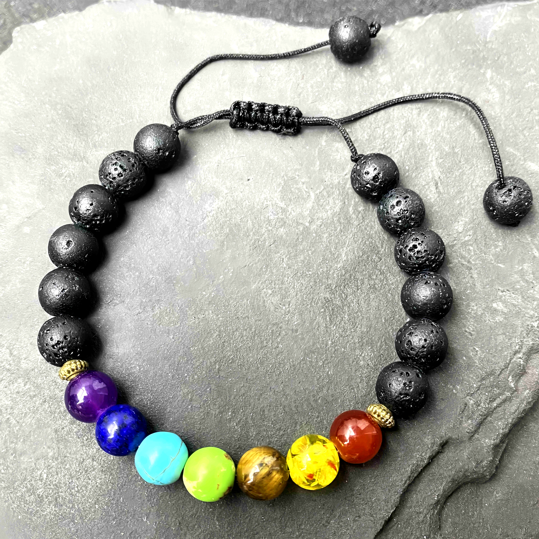 volcanic Stone Braided Adjustable Bracelet - EclatDoré