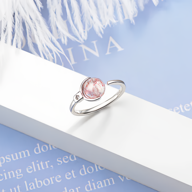 Pink Crystal Soothing Rotation Ring- EclatDoré