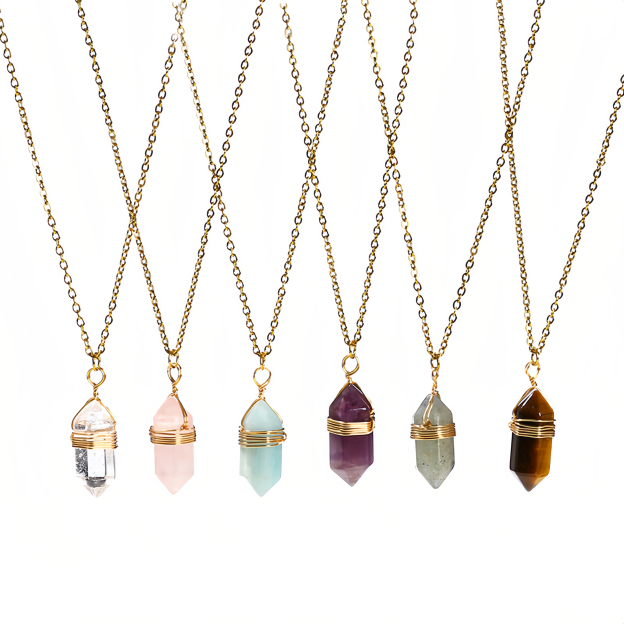 Natural Healing Energy | Moonstone Double Pointed Hexagon Pendant Necklace- EclatDoré