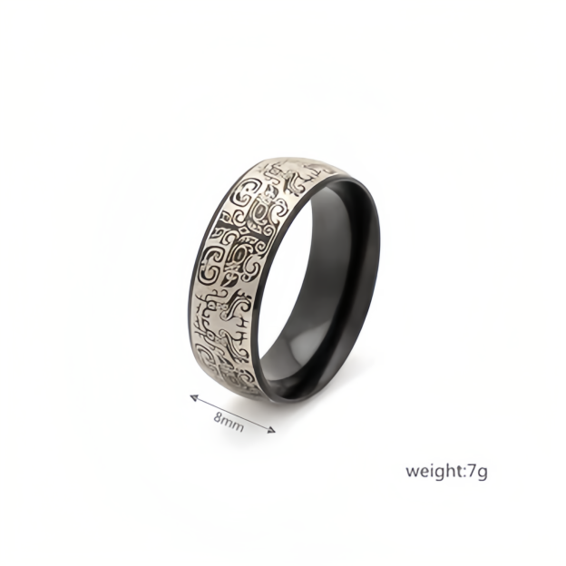 Lucky Mythological Creature Taotie Wealth Titanium Steel Ring- EclatDoré