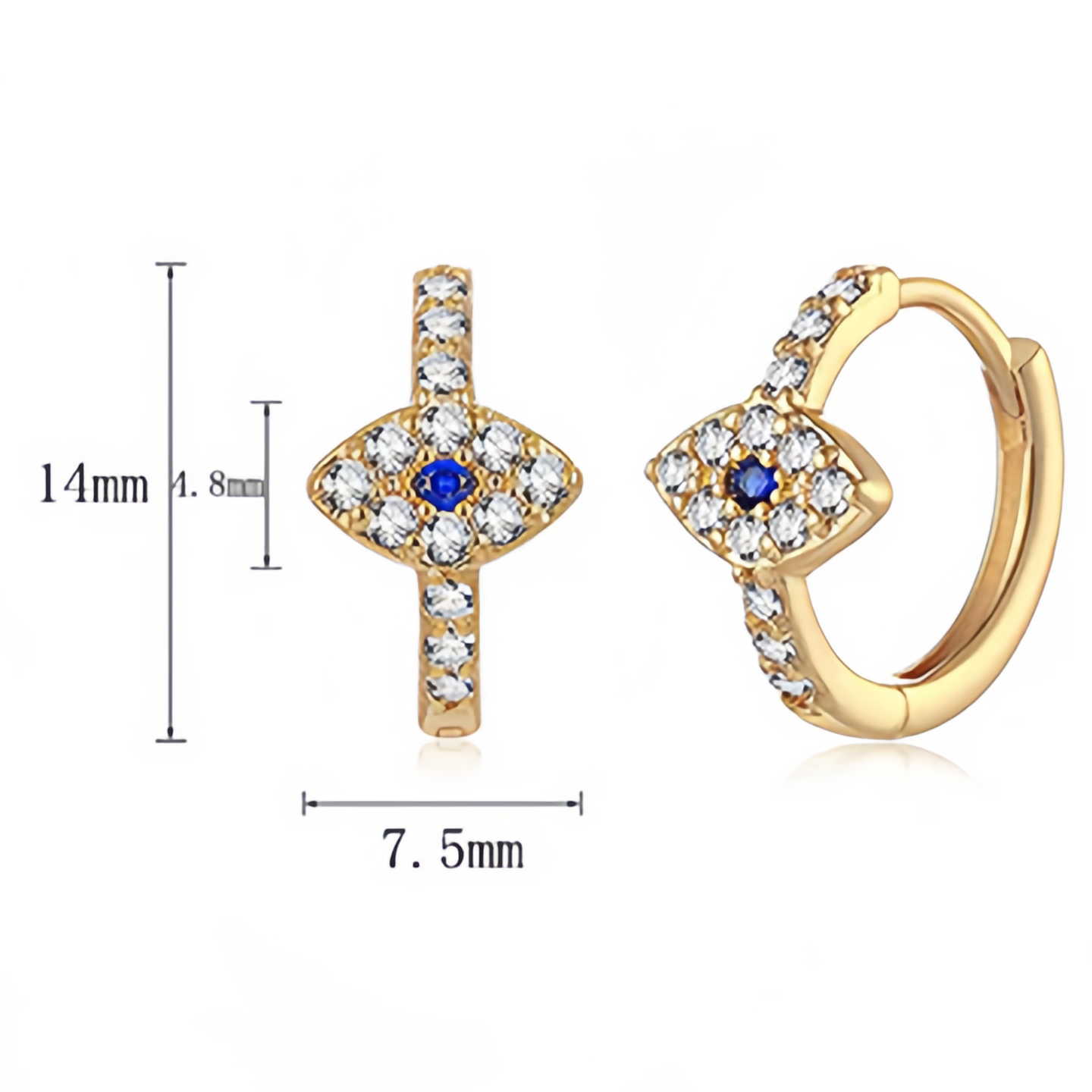 925 Sterling Silver Evil Eye Symbol Blessing Stud Earrings- EclatDoré