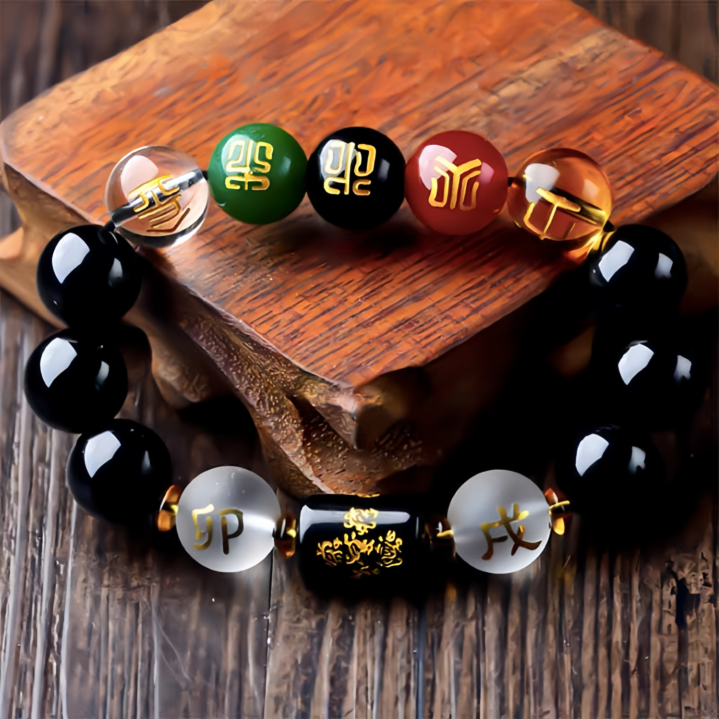 Chinese Zodiac Feng Shui Obsidian Five-Element Wealth Porsperity Bracelet- EclatDoré