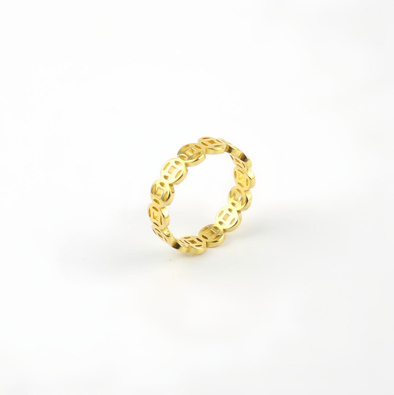 Vintage 18K Gold Plated Lucky Money Coin Ring for  Men & Women - Adjustable Stackable Fortune Attraction Jewelry- EclatDoré