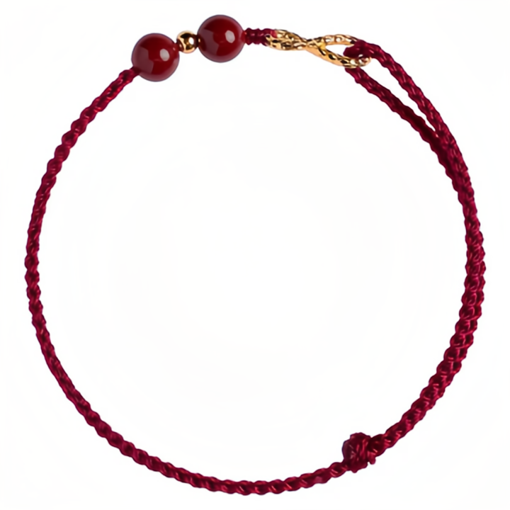 Cinnabar Blessing Red String 14K Gold Infinity Symbol Bracelet Anklet- EclatDoré