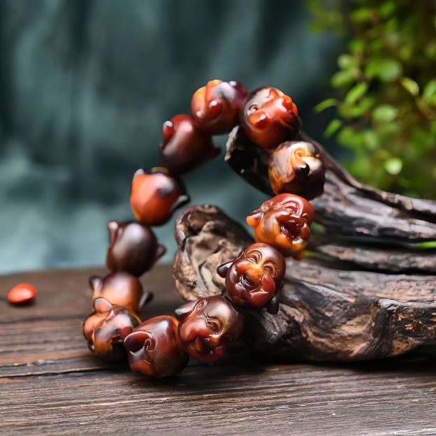 Handmade Buddhist Beads with ambergris | Natural Cherry Red Healing Jewelry for Mental Peace and Spiritual Balance- EclatDoré