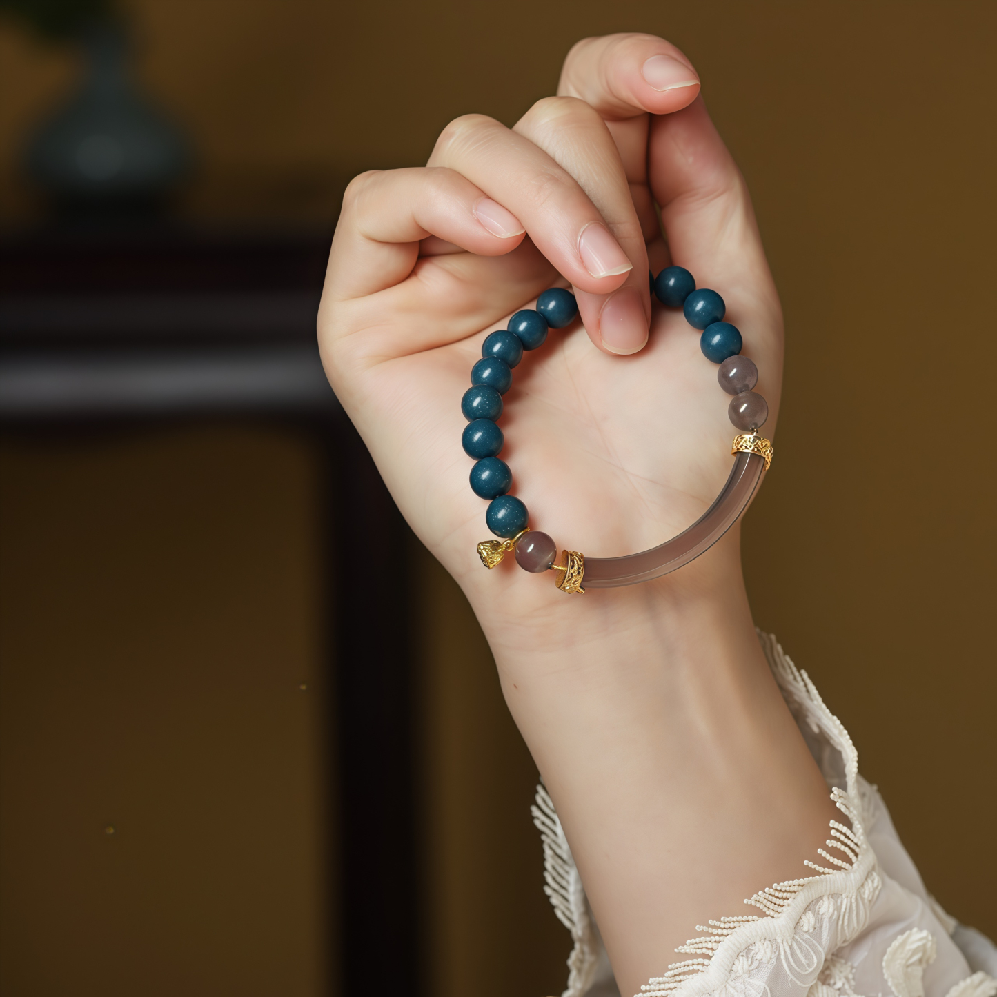 New Blue Buddha Incense Beads Bracelet | Chakra Balancing Buddhist Zen Accessories for Stress Relief