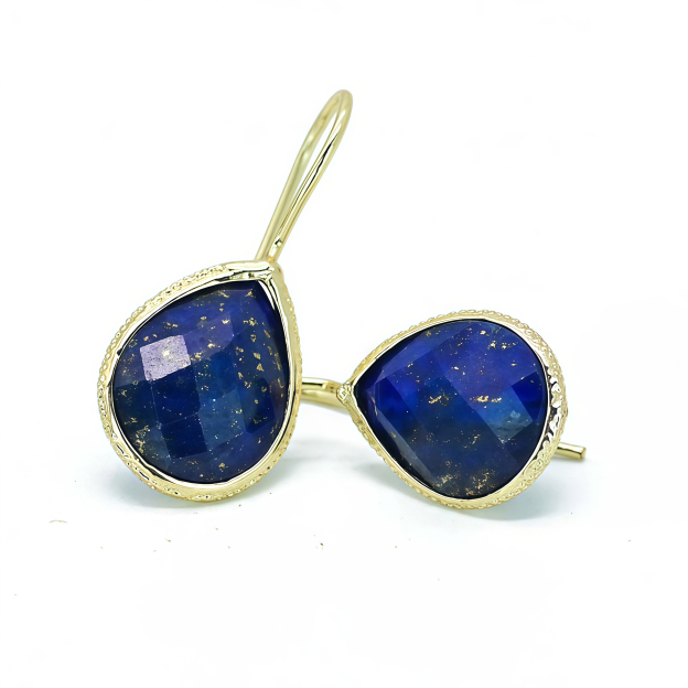 Tibetan Buddhist Natural Lapis Lazuli Teardrop Earrings | Energy Regulating Jewelry- EclatDoré