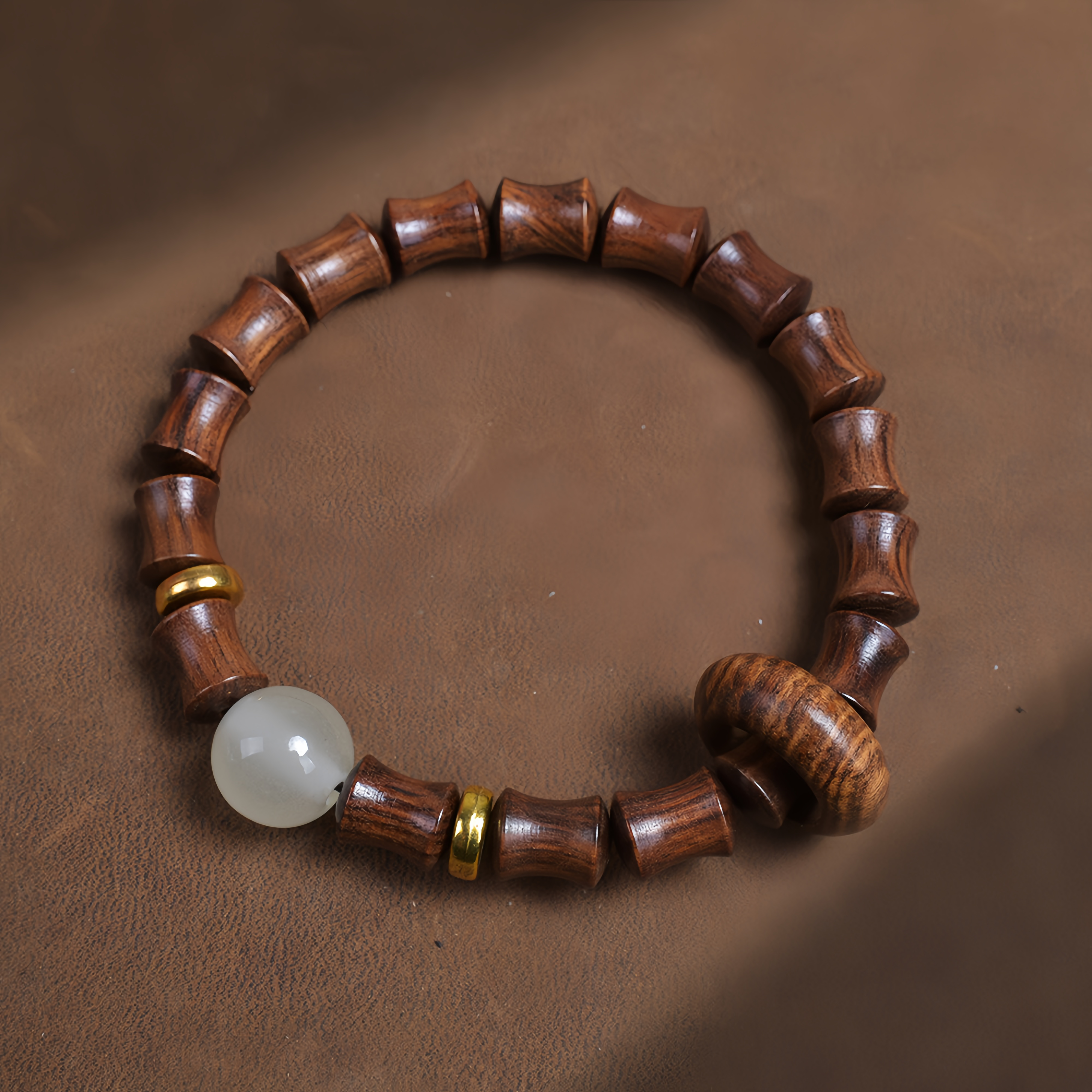 Buddha Beads Sandalwood Bamboo Node & Climbing Higher Design  Bracelet- EclatDoré