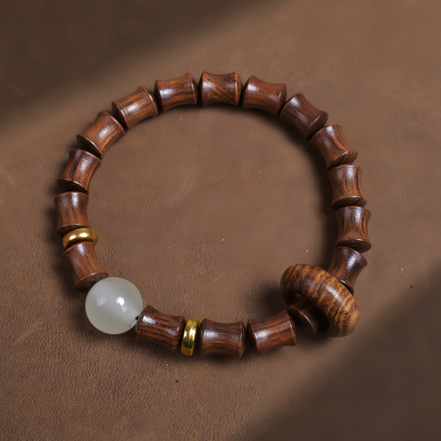 Buddha Beads Sandalwood Bamboo Node & Climbing Higher Design  Bracelet- EclatDoré
