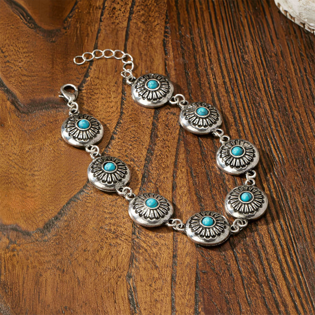Handmade Turquoise Pumpkin Blossom Healing Bracelet