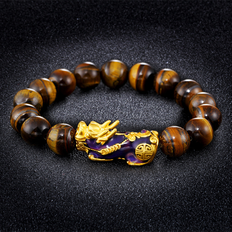 Tibetan Handcrafted Tiger Eye Feng Shui Bracelet- EclatDoré