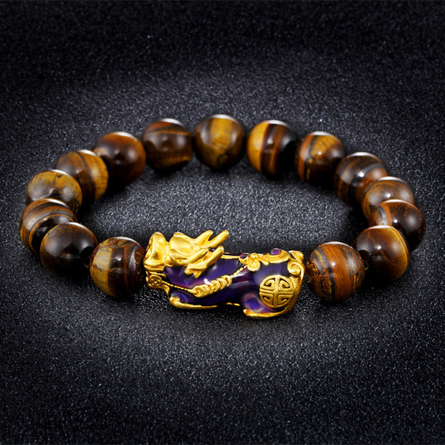 Tibetan Handcrafted Tiger Eye Feng Shui Bracelet- EclatDoré