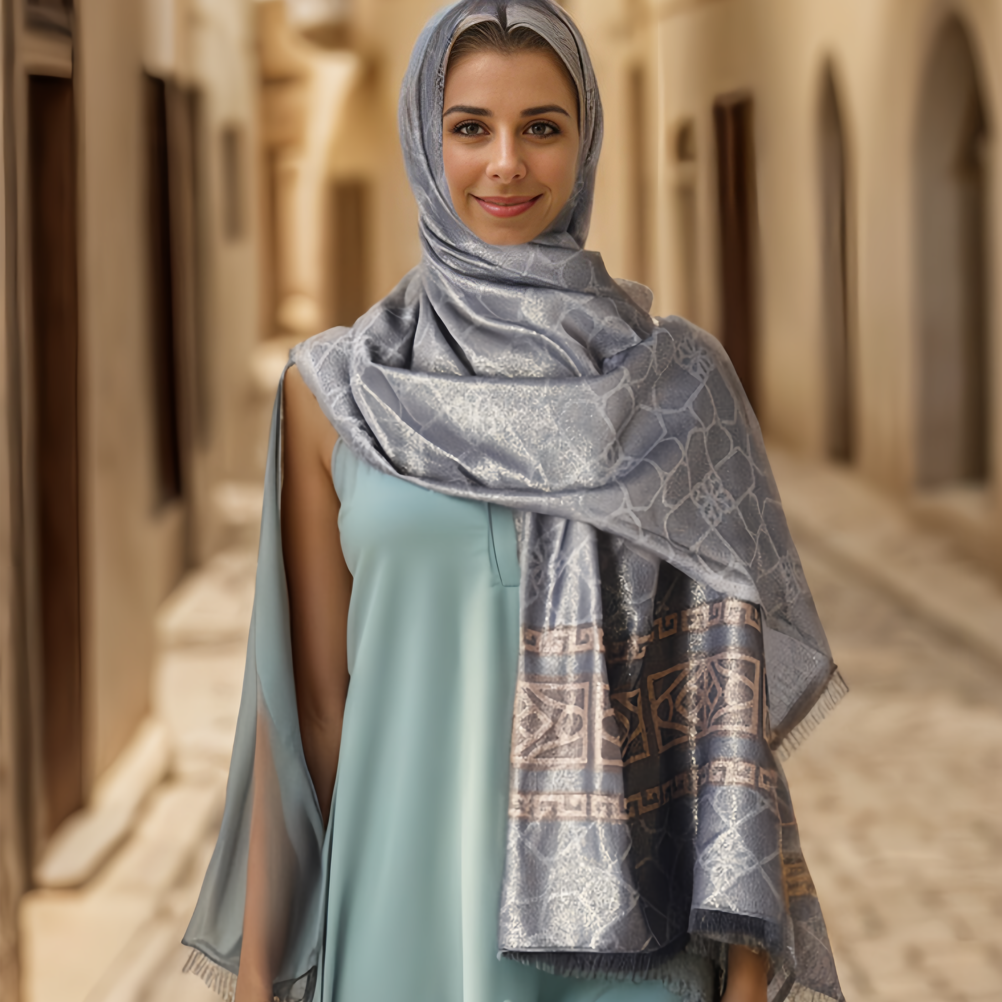 Boho Plaid Scarf - Lightweight UV Protection Silk Shawl for Women, Ethnic Head Cover- EclatDoré