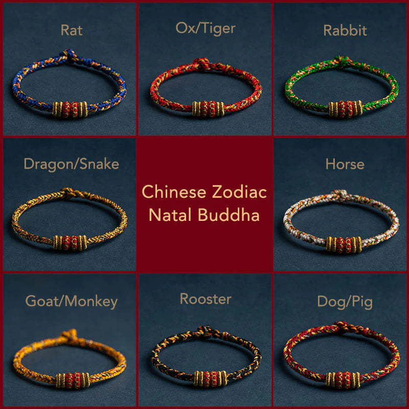 Handmade Chinese Zodiac Natal Buddha Luck Strength Braided String Bracelet -  2025's Top Trend- EclatDoré