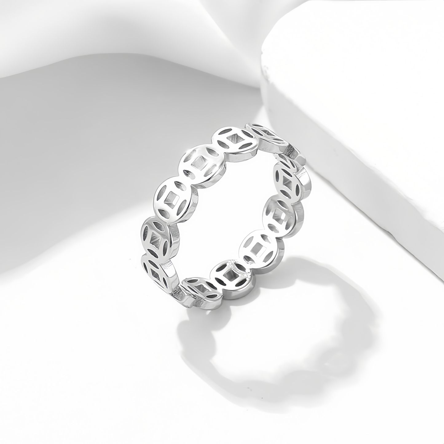 Vintage 18K Gold Plated Lucky Money Coin Ring for  Men & Women - Adjustable Stackable Fortune Attraction Jewelry- EclatDoré