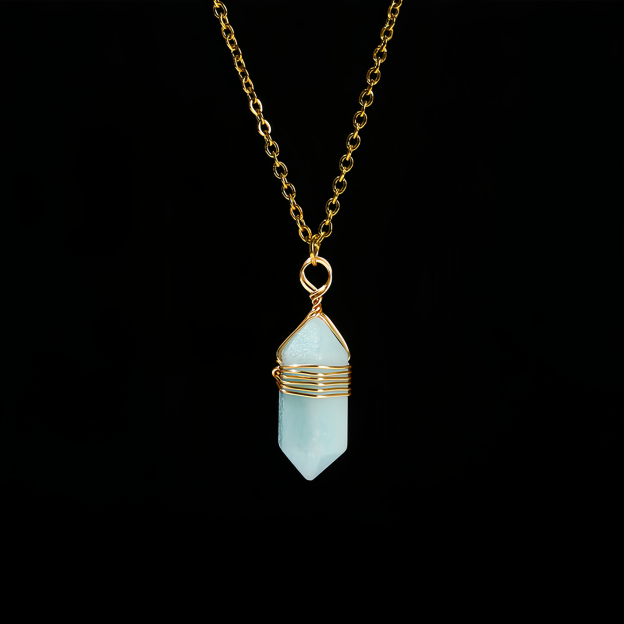 Natural Healing Energy | Moonstone Double Pointed Hexagon Pendant Necklace- EclatDoré