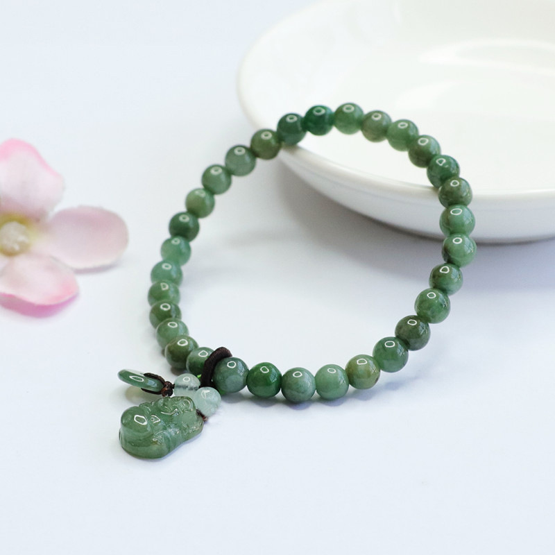 Laughing Buddha Cyan Jade Healing Bracelet- EclatDoré