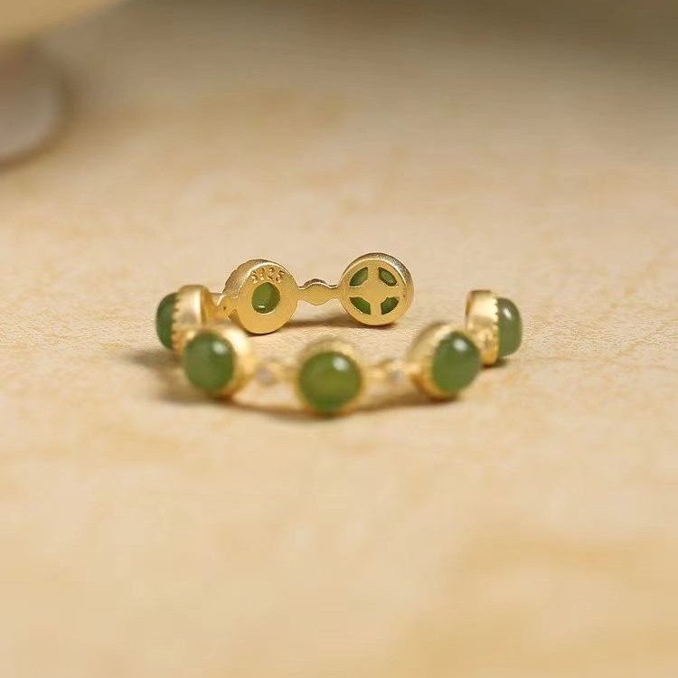 2025 Spiritual Jewelry|  Emotional Healing Cyan Jade Adjustable Ring - EclatDoré