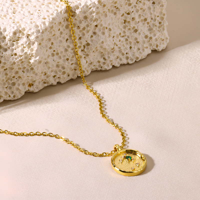 14K Gold Plated Zodiac Star Map Pendant Necklace for All Zodiac Signs – Love Jewelry Gift for Couples- EclatDoré