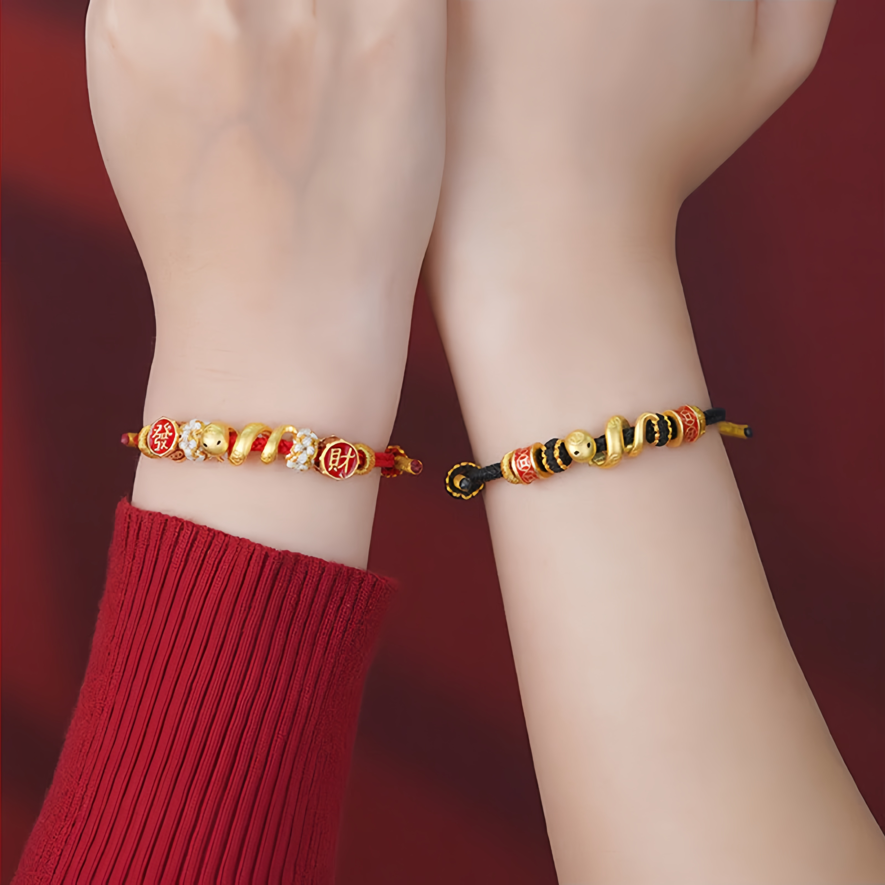 925 Sterling Silver Year Of The Snake Golden Snake Luck  Prosperous Bracelet Necklace Pendant- EclatDoré