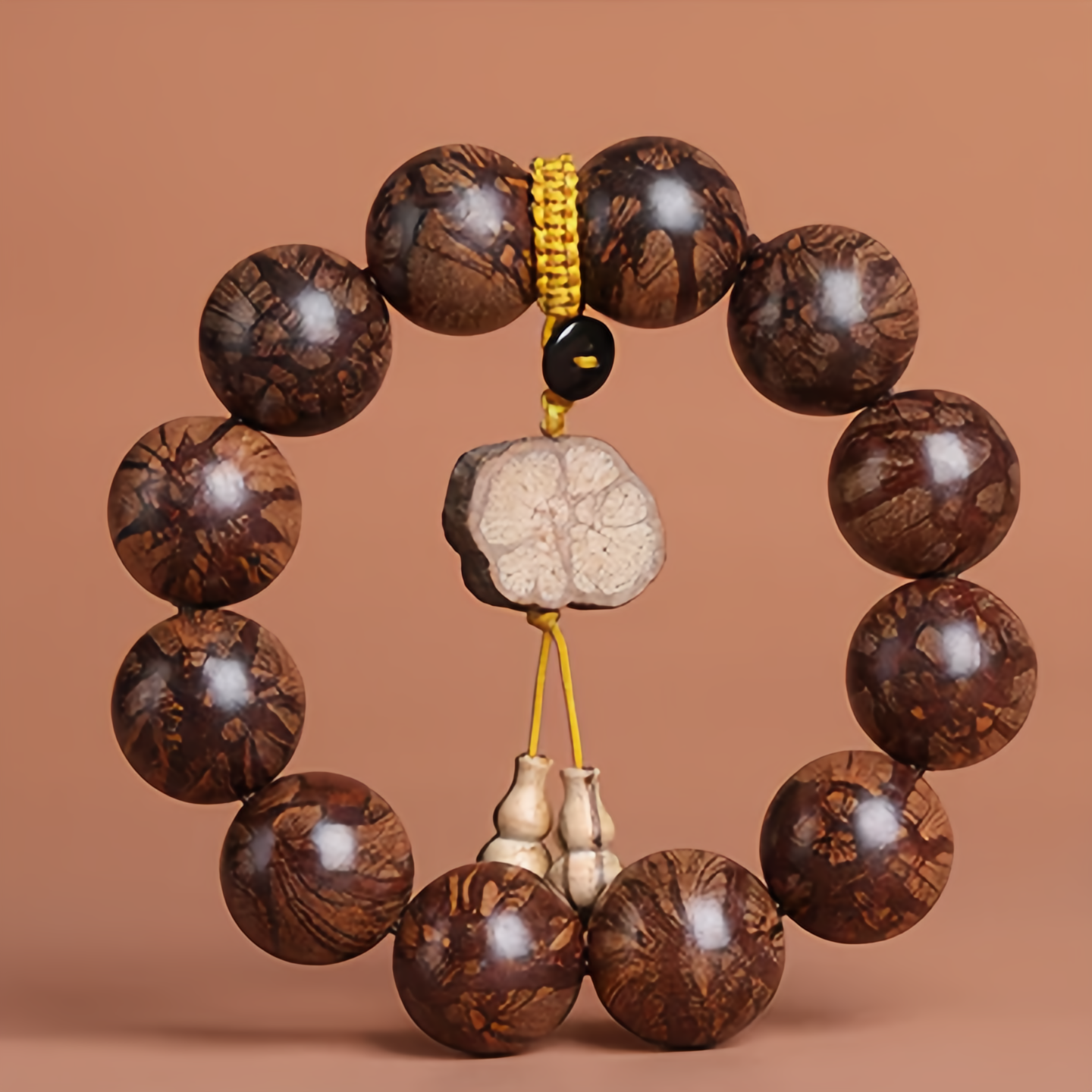 Handmade Plum Blossom Buddhist Beads with Dragon Beard Totem Pendant | Natural Healing Jewelry Trending in 2025- EclatDoré