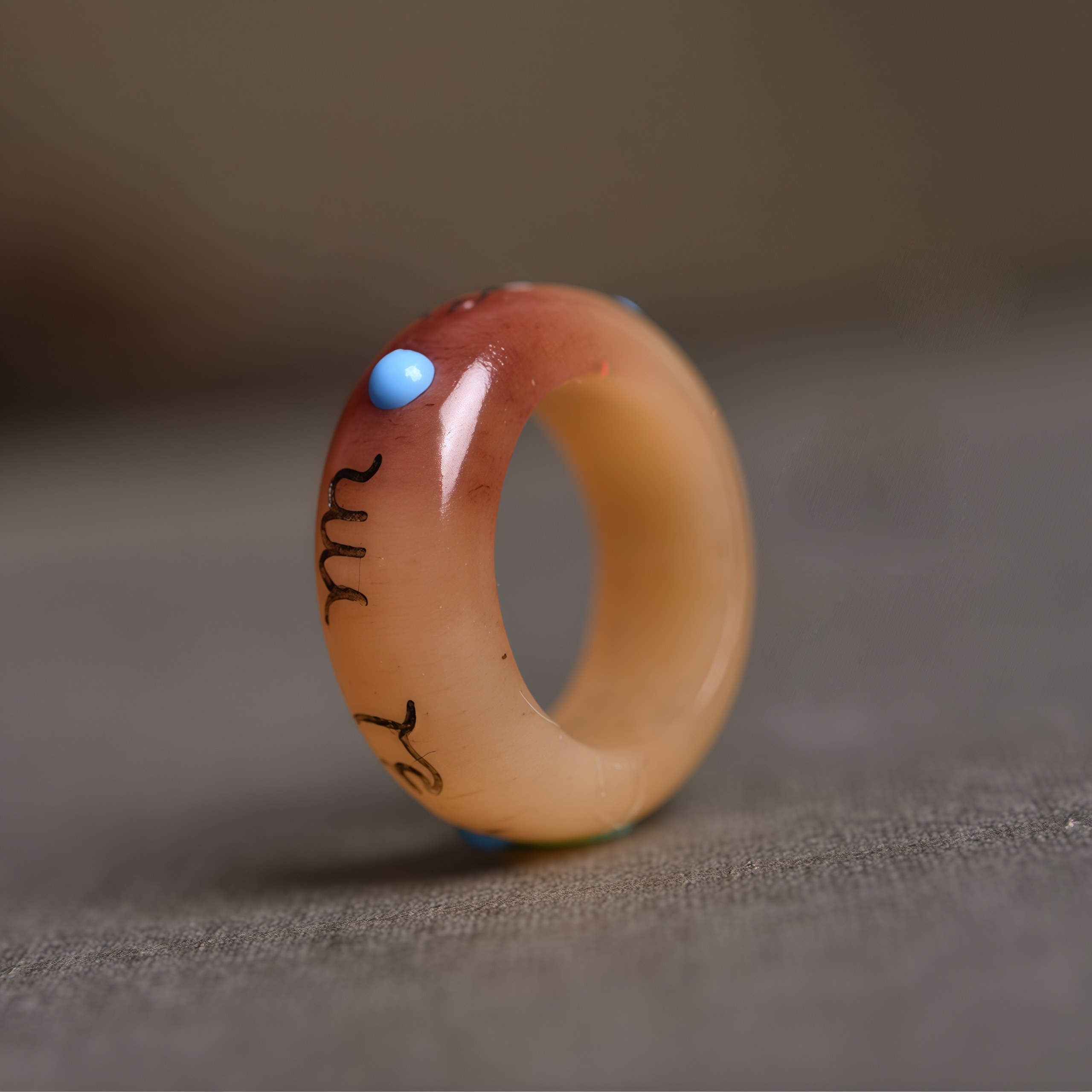 Natural Camel Bone Six-word Mantra Hand-Carved Healing Ring- EclatDoré