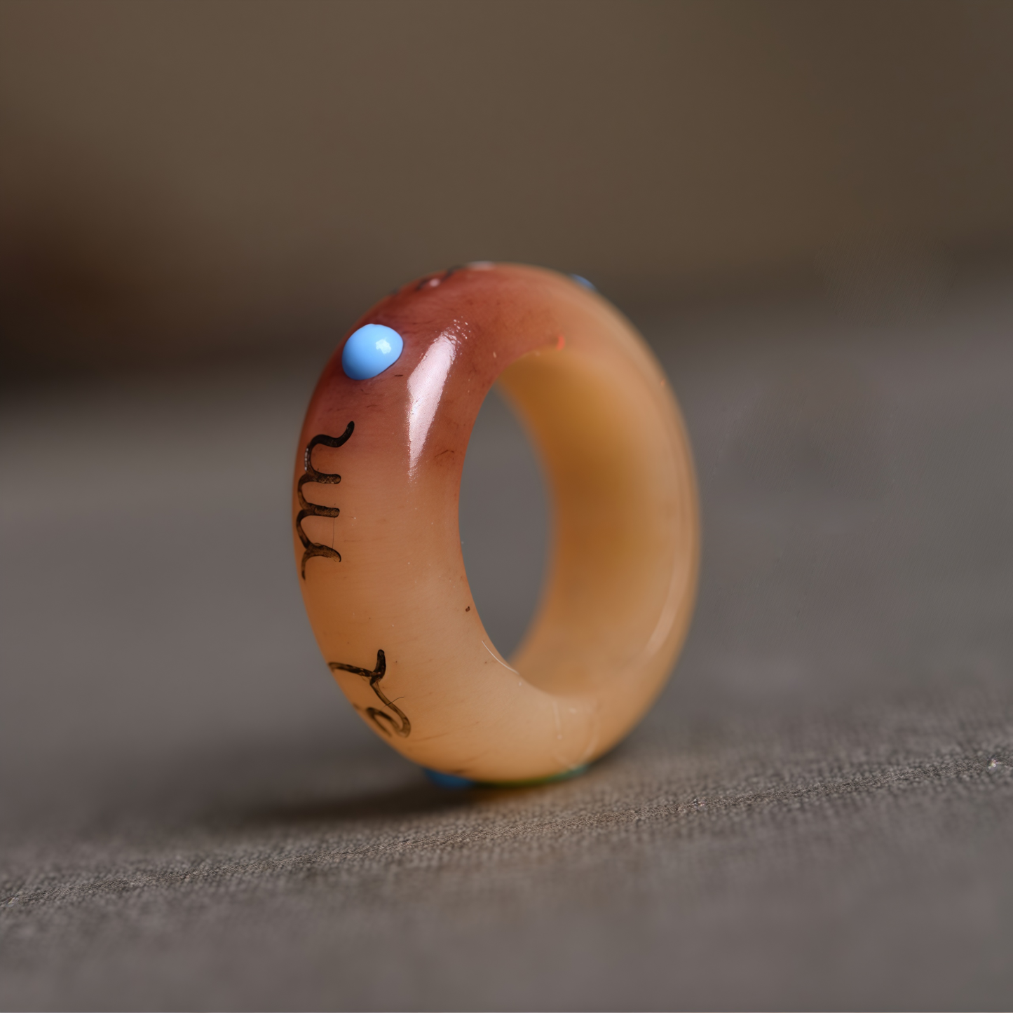 Natural Camel Bone Six-word Mantra Hand-Carved Healing Ring- EclatDoré