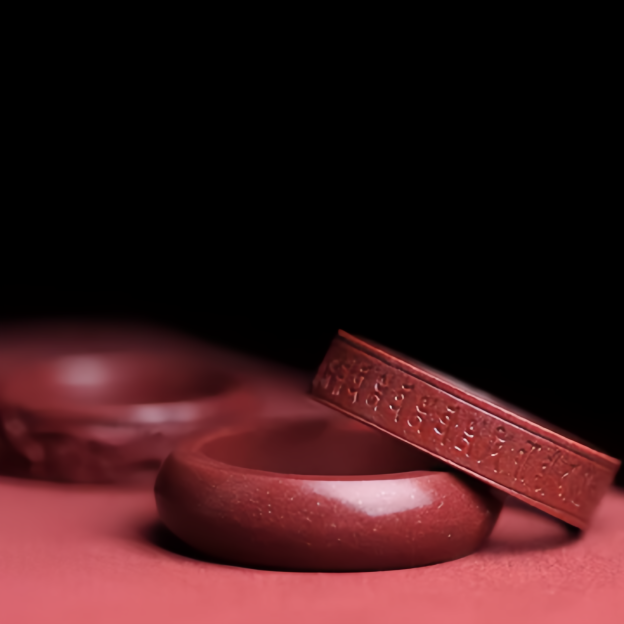 Handmade Cinnabar Om Mani Padme Hum Six Syllable True Words Cloud Pattern Buddhist Symbol Jewelry Ring for Men Women- EclatDoré