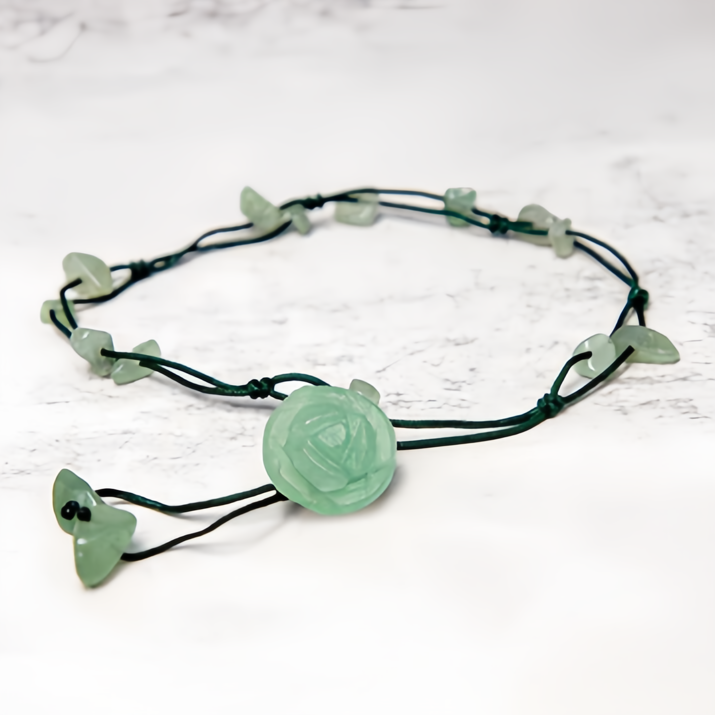 Amethyst Pink Crystal Green Aventurine Rose Inner Peace Healing Anklet- EclatDoré