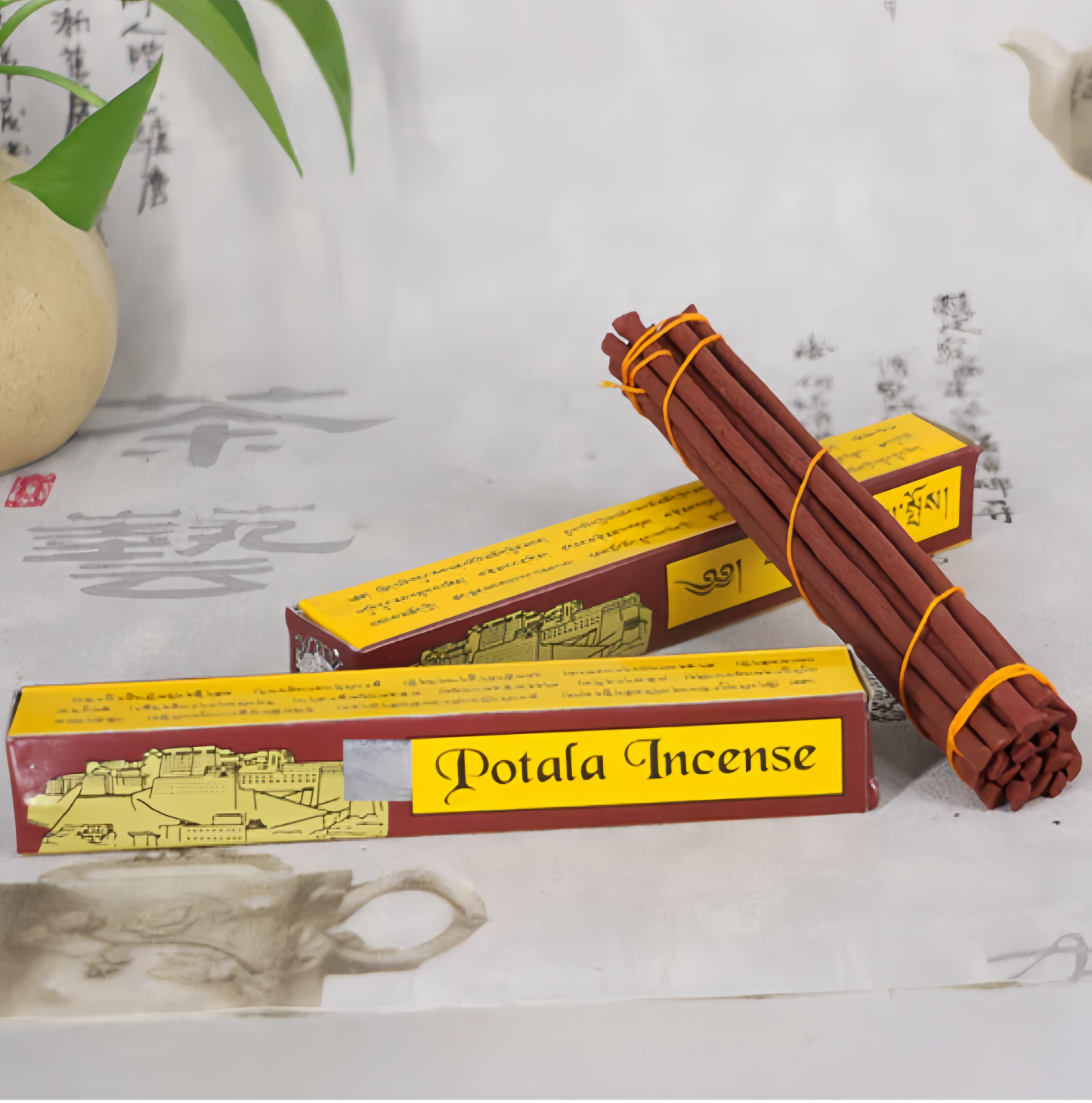 Natural Tibetan Budala Temple Incense Sticks - Handmade Agarwood & Sandalwood Calming Aroma for Meditation & Buddhist Rituals- EclatDoré