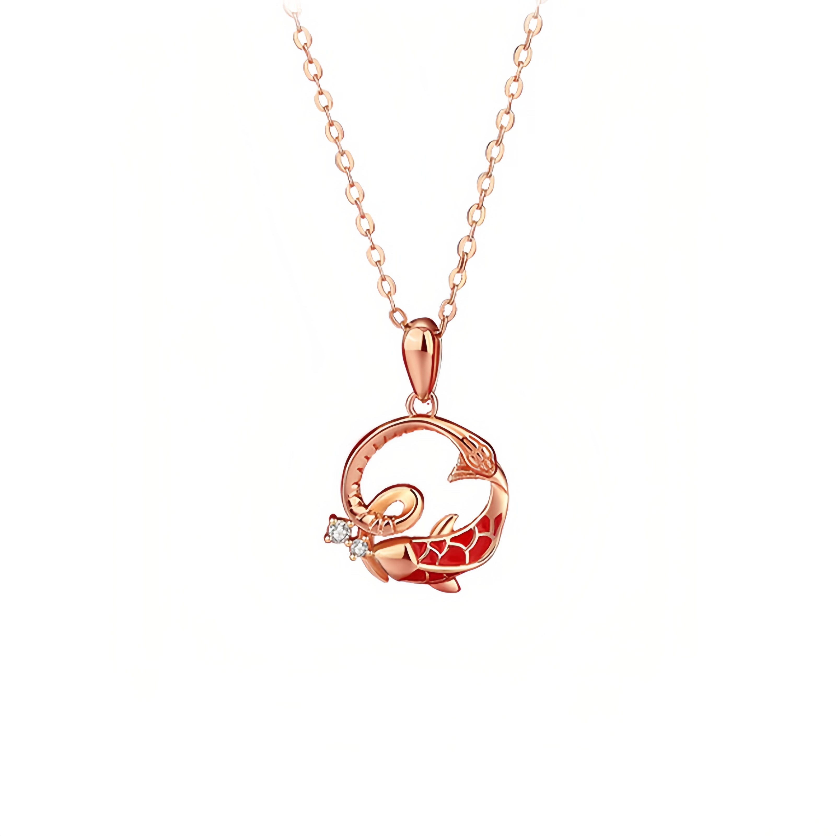 925 Sterling Silver Koi Fish Year Of The Snake Blessing Necklace Pendant – Symbol of Good Luck and Prosperity- EclatDoré