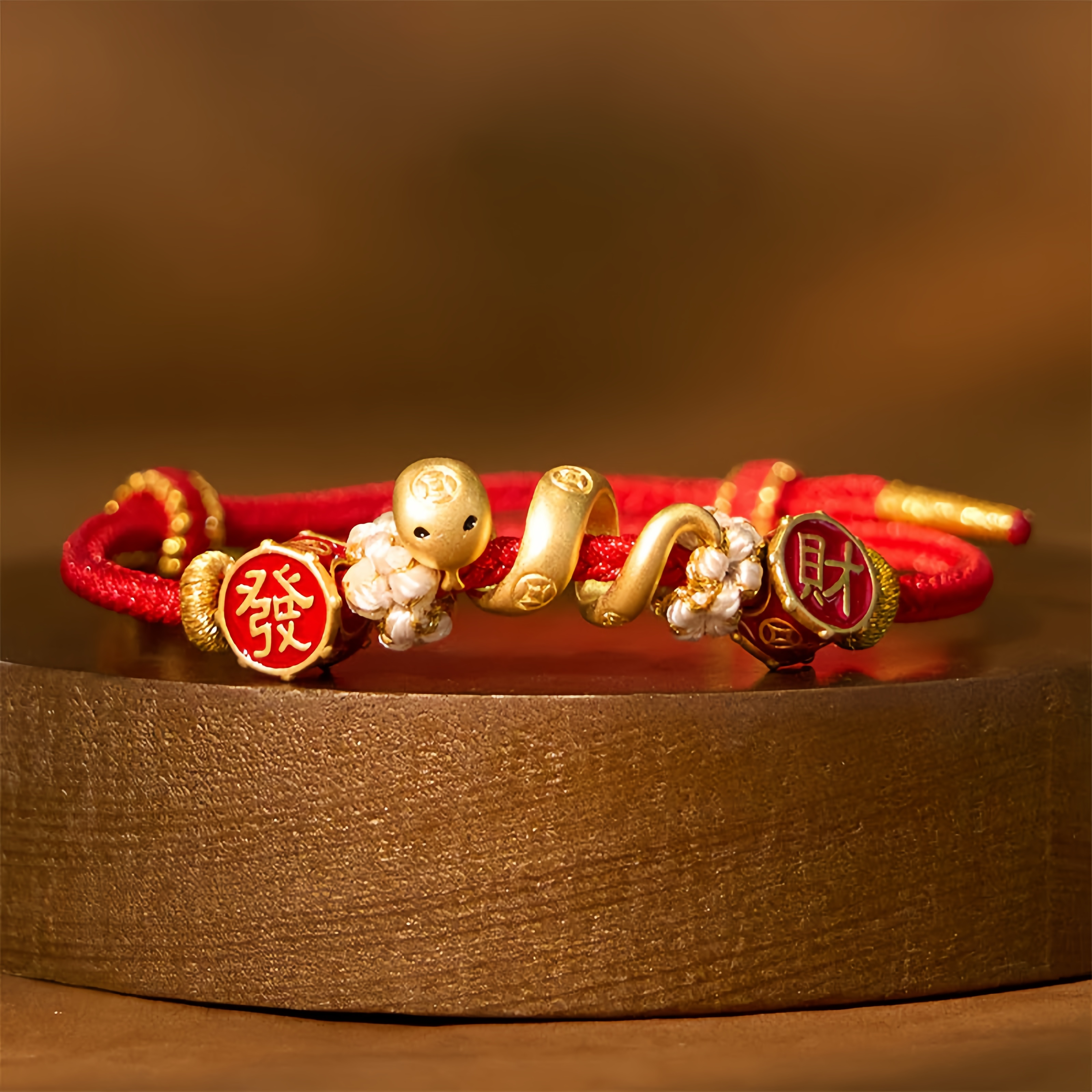 925 Sterling Silver Year Of The Snake Golden Snake Luck  Prosperous Bracelet Necklace Pendant- EclatDoré