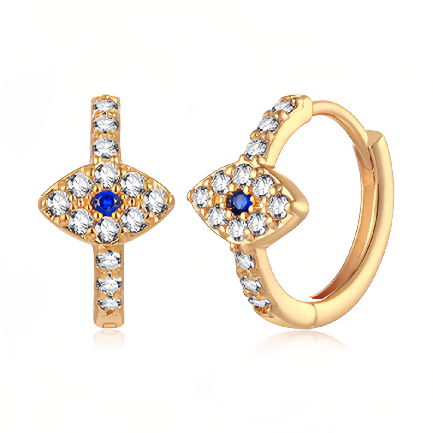 925 Sterling Silver Evil Eye Symbol Blessing Stud Earrings- EclatDoré