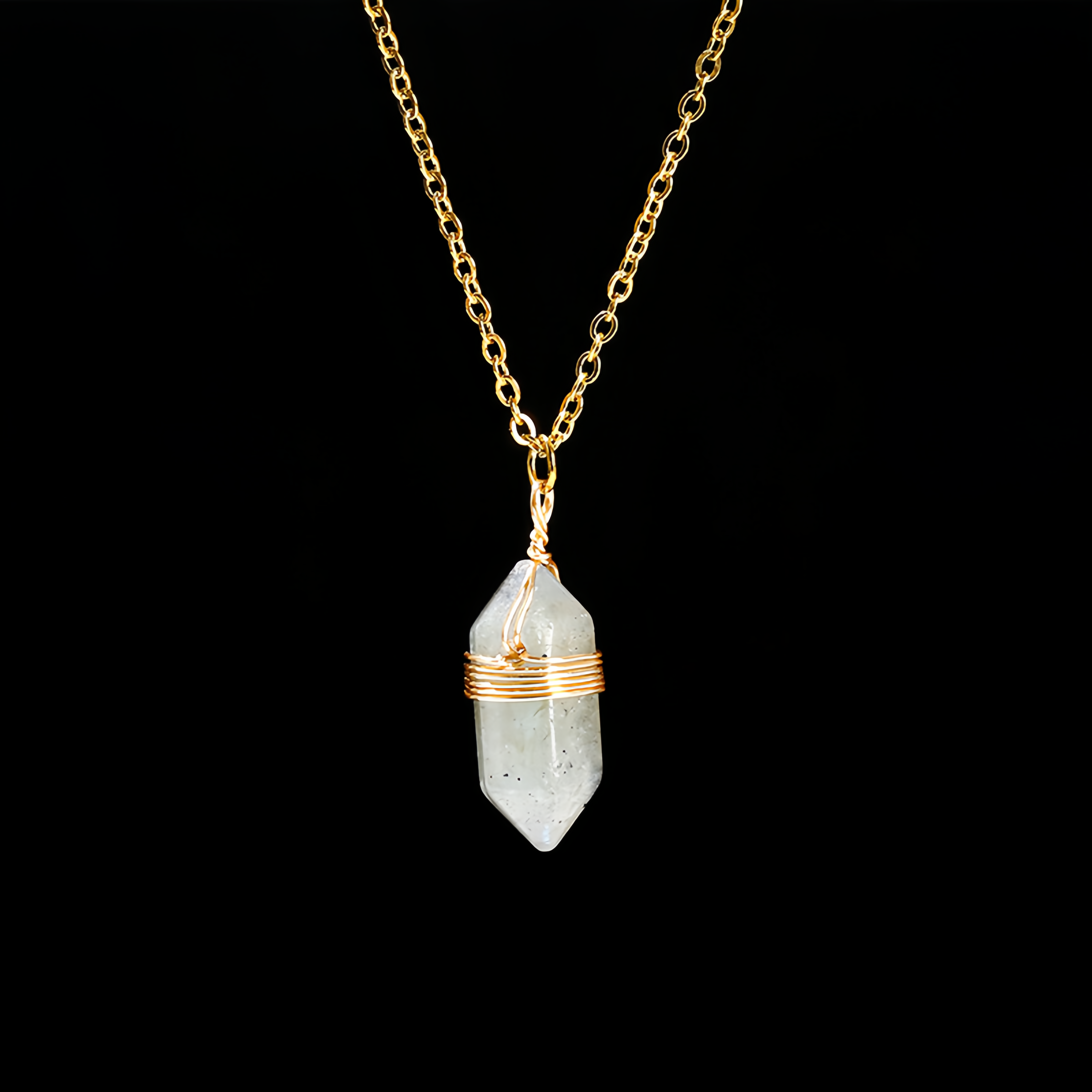 Natural Healing Energy | Moonstone Double Pointed Hexagon Pendant Necklace- EclatDoré