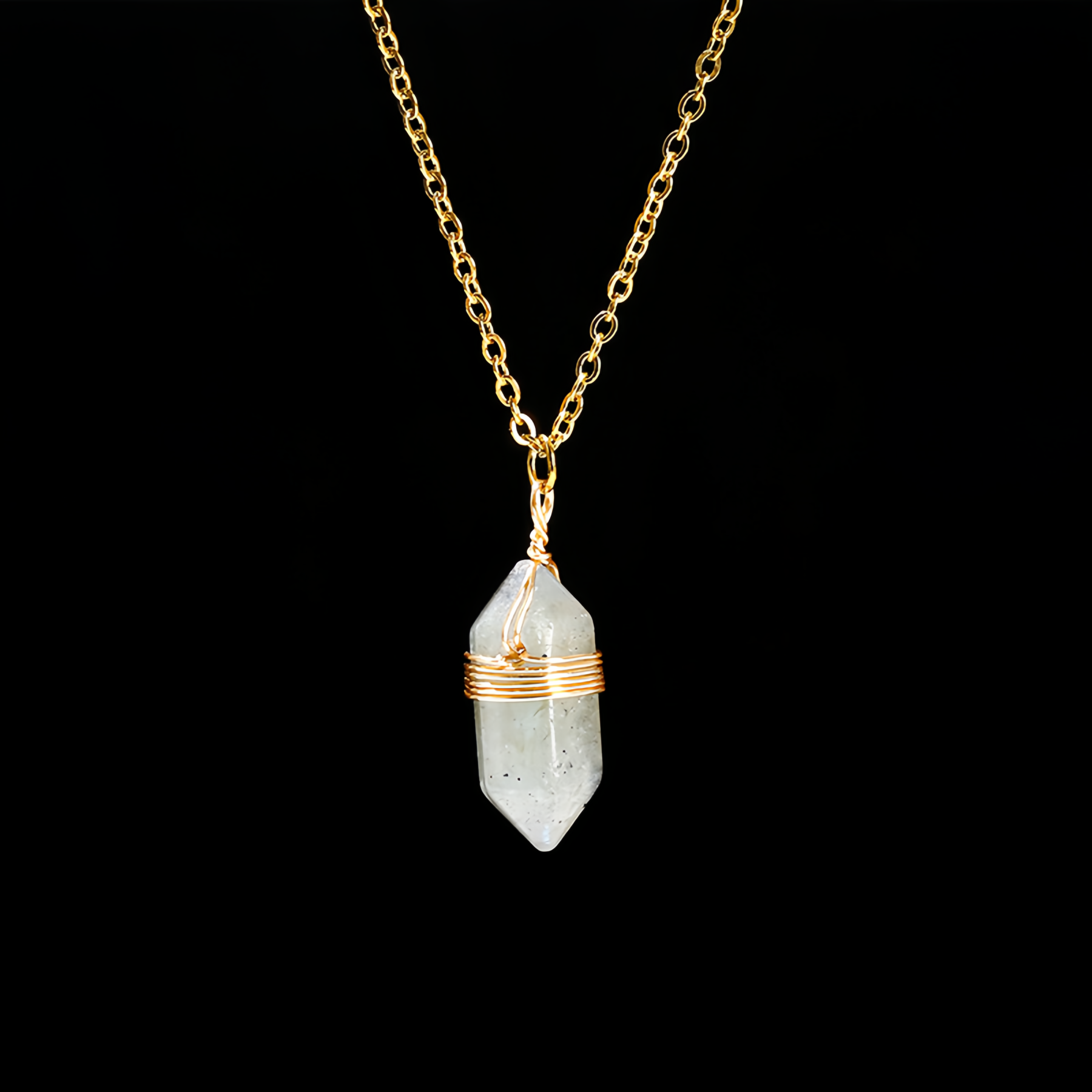 Natural Healing Energy | Moonstone Double Pointed Hexagon Pendant Necklace- EclatDoré