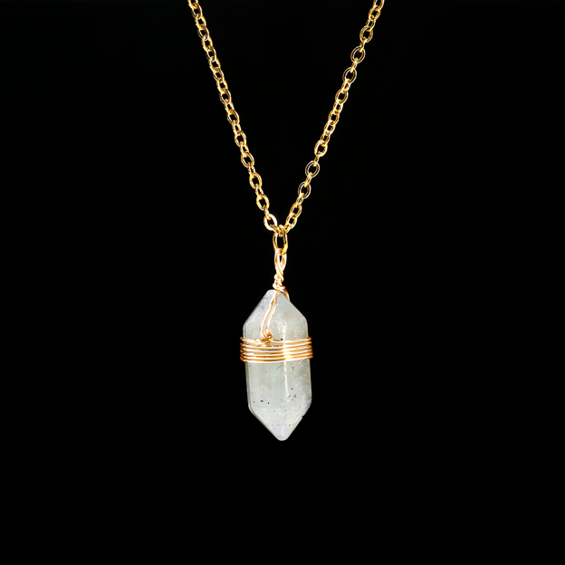 Natural Healing Energy | Moonstone Double Pointed Hexagon Pendant Necklace- EclatDoré