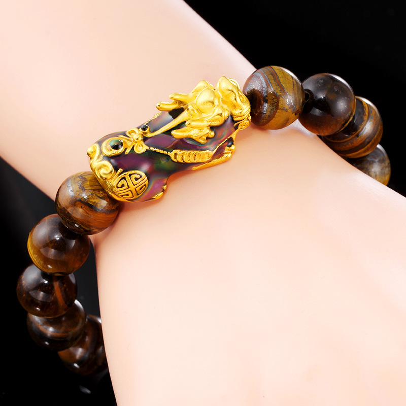 Tibetan Handcrafted Tiger Eye Feng Shui Bracelet- EclatDoré