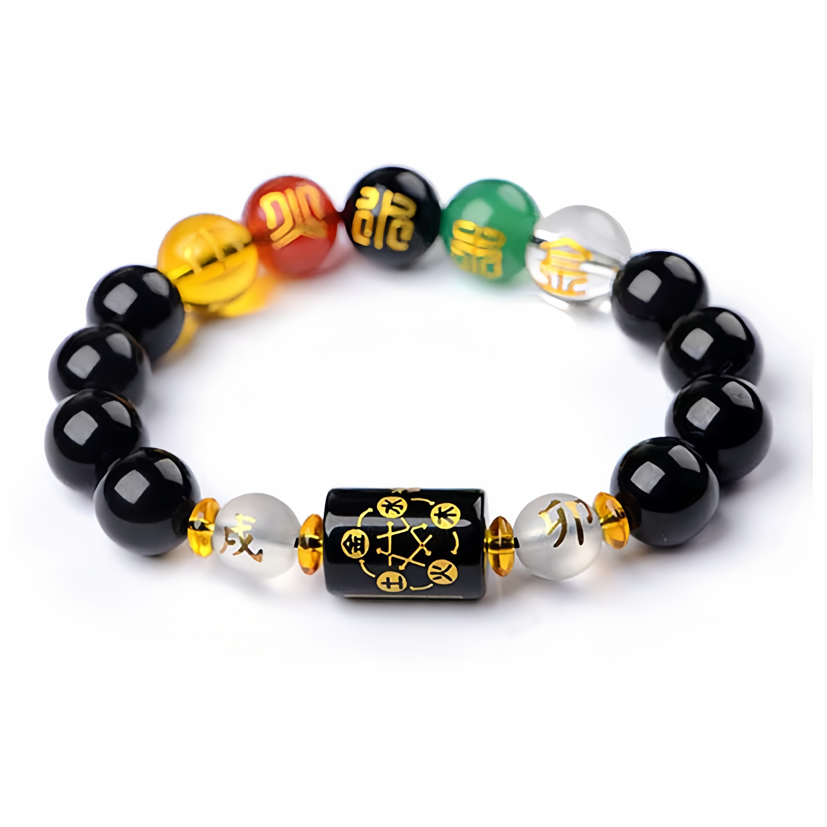 Chinese Zodiac Feng Shui Obsidian Five-Element Wealth Porsperity Bracelet- EclatDoré