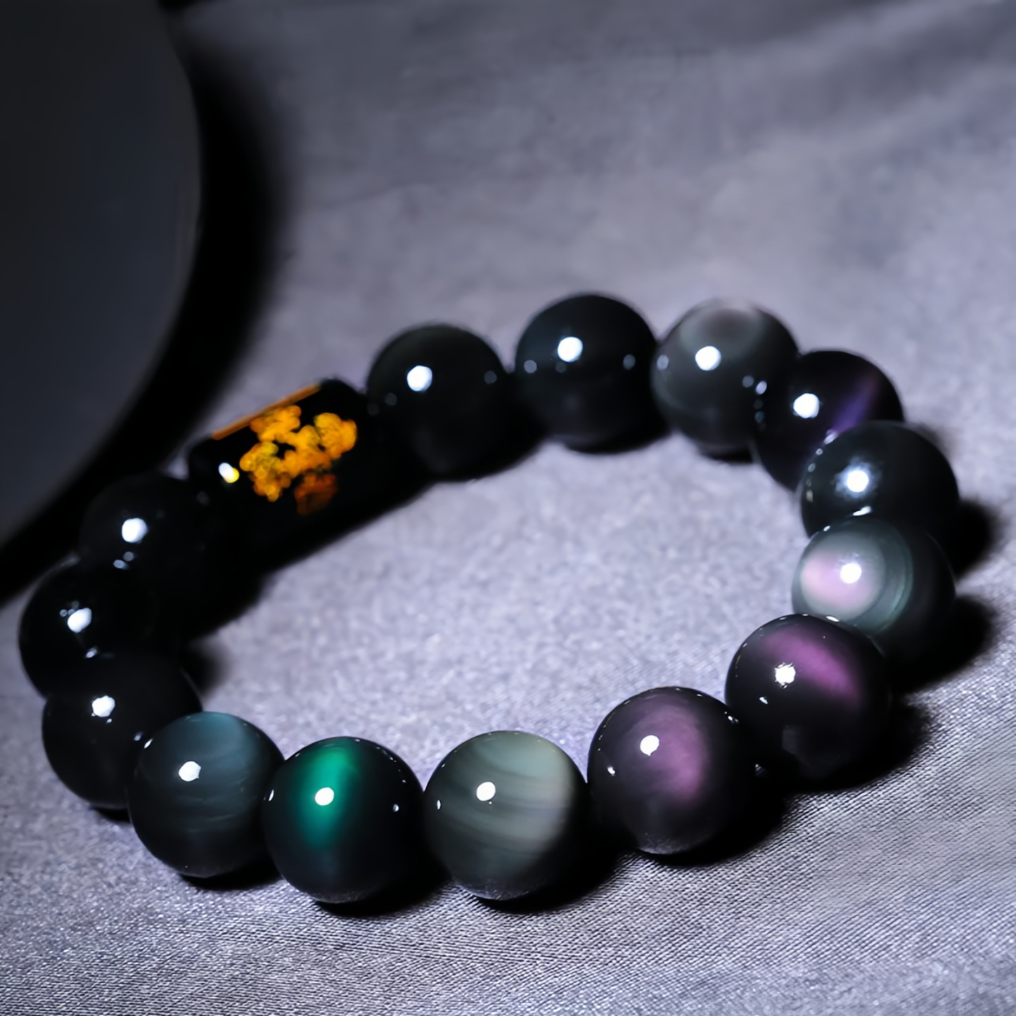 Natural Rainbow Obsidian Positive Transformation Bracelet