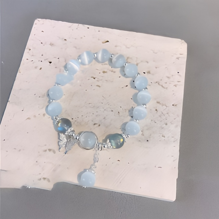 Buddha Stone "Brings Good Luck and Inner Peace" Cat's Eye Butterfly Bracelet