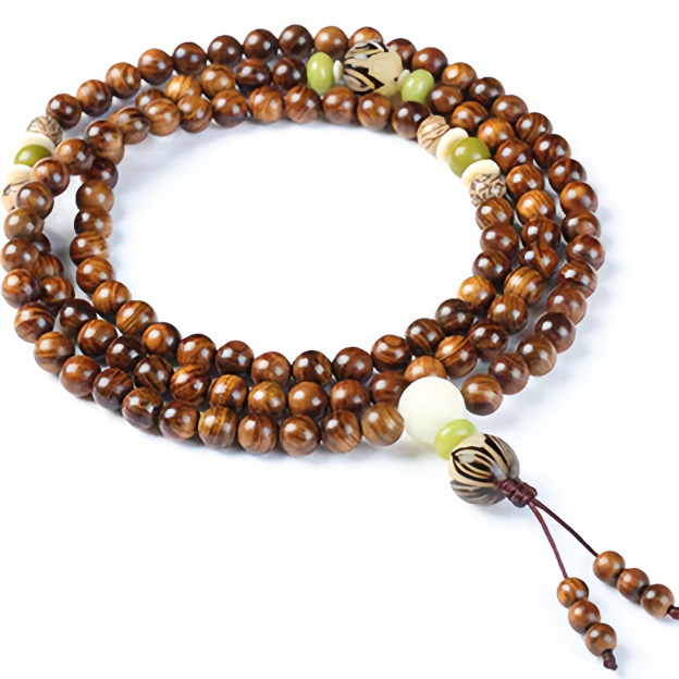 Buddhist Rosewood Mala Protection Bracelet - 108 Natural Wood Meditation Beads for Stress Relief & Spiritual Balance- EclatDoré