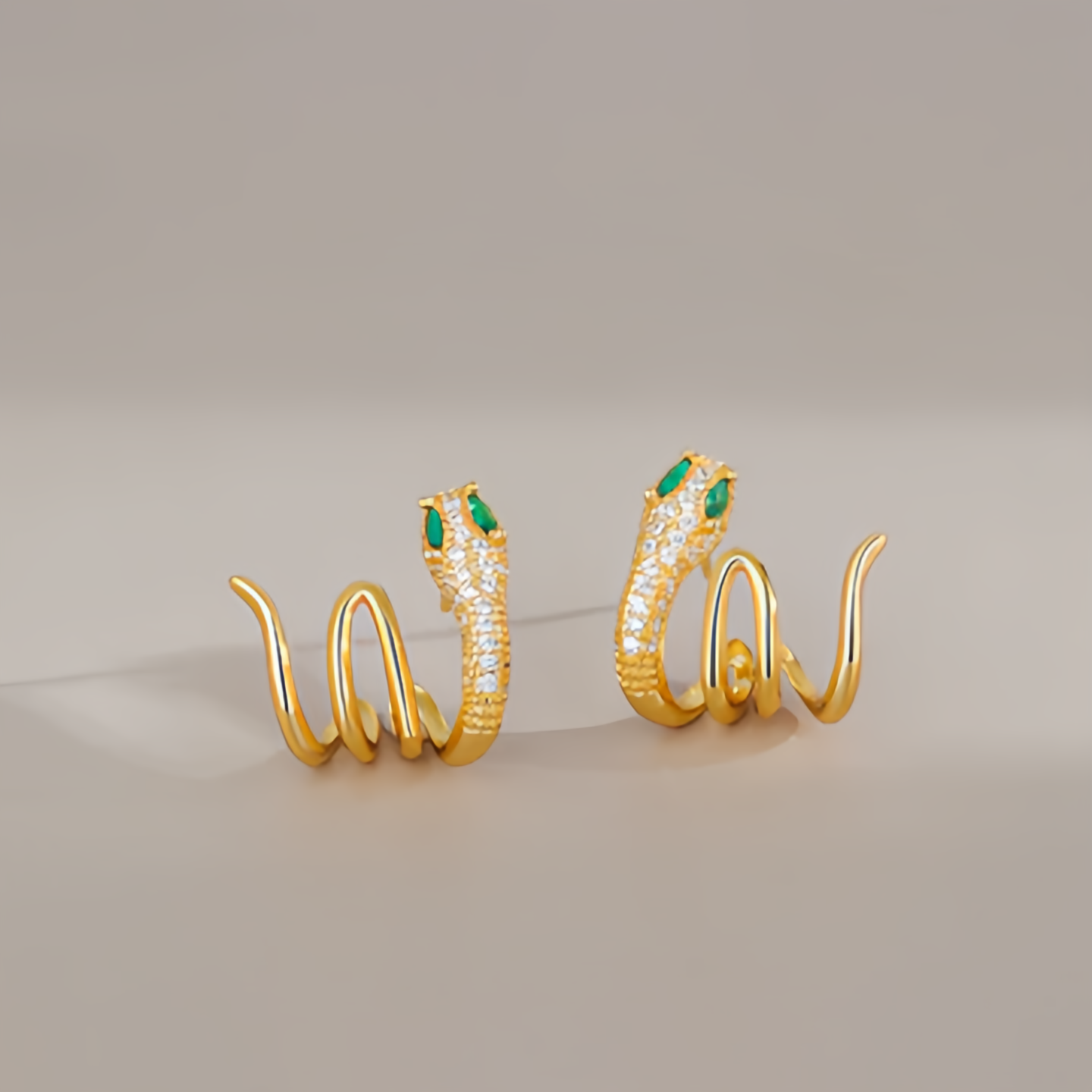 2025 Zodiac Snake Earrings with Emerald Green Eyes - 925 Sterling Silver Serpent Jewelry- EclatDoré