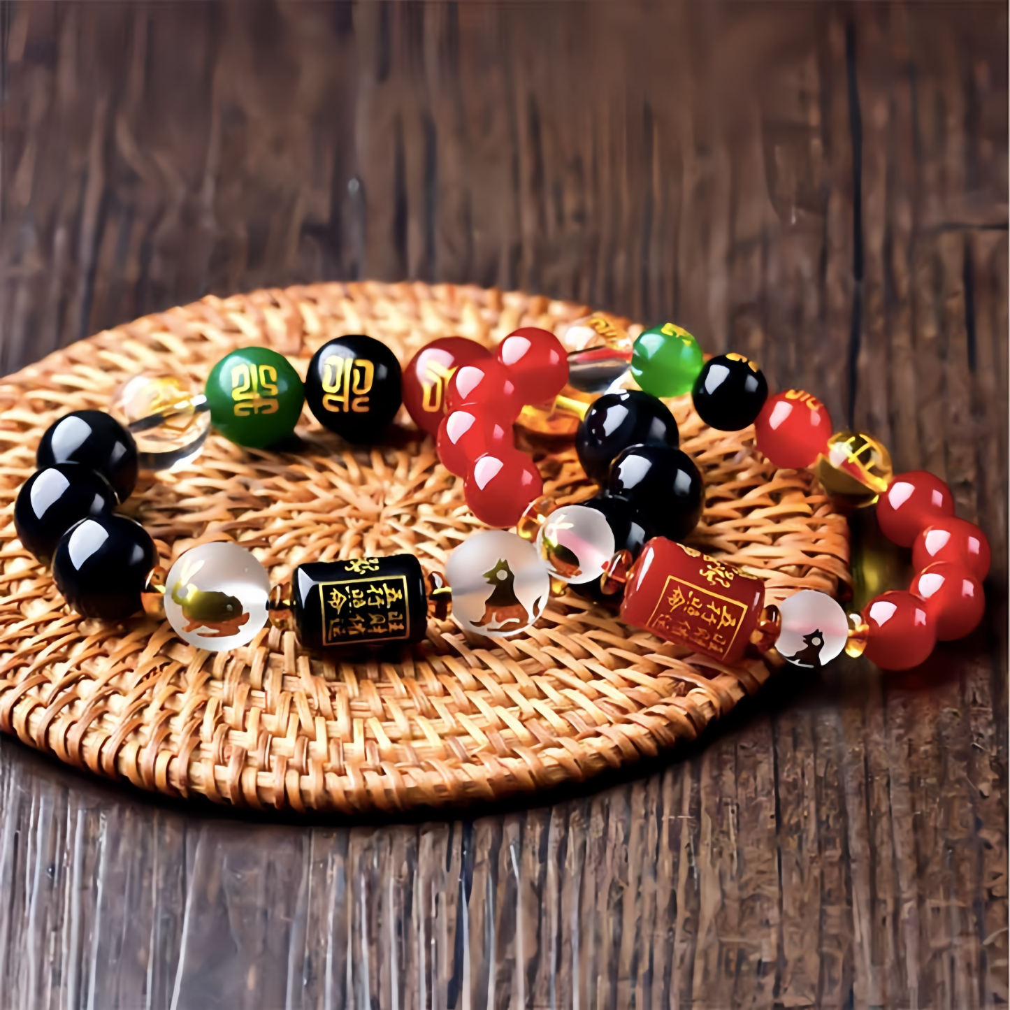Chinese Zodiac Feng Shui Obsidian Five-Element Wealth Porsperity Bracelet- EclatDoré