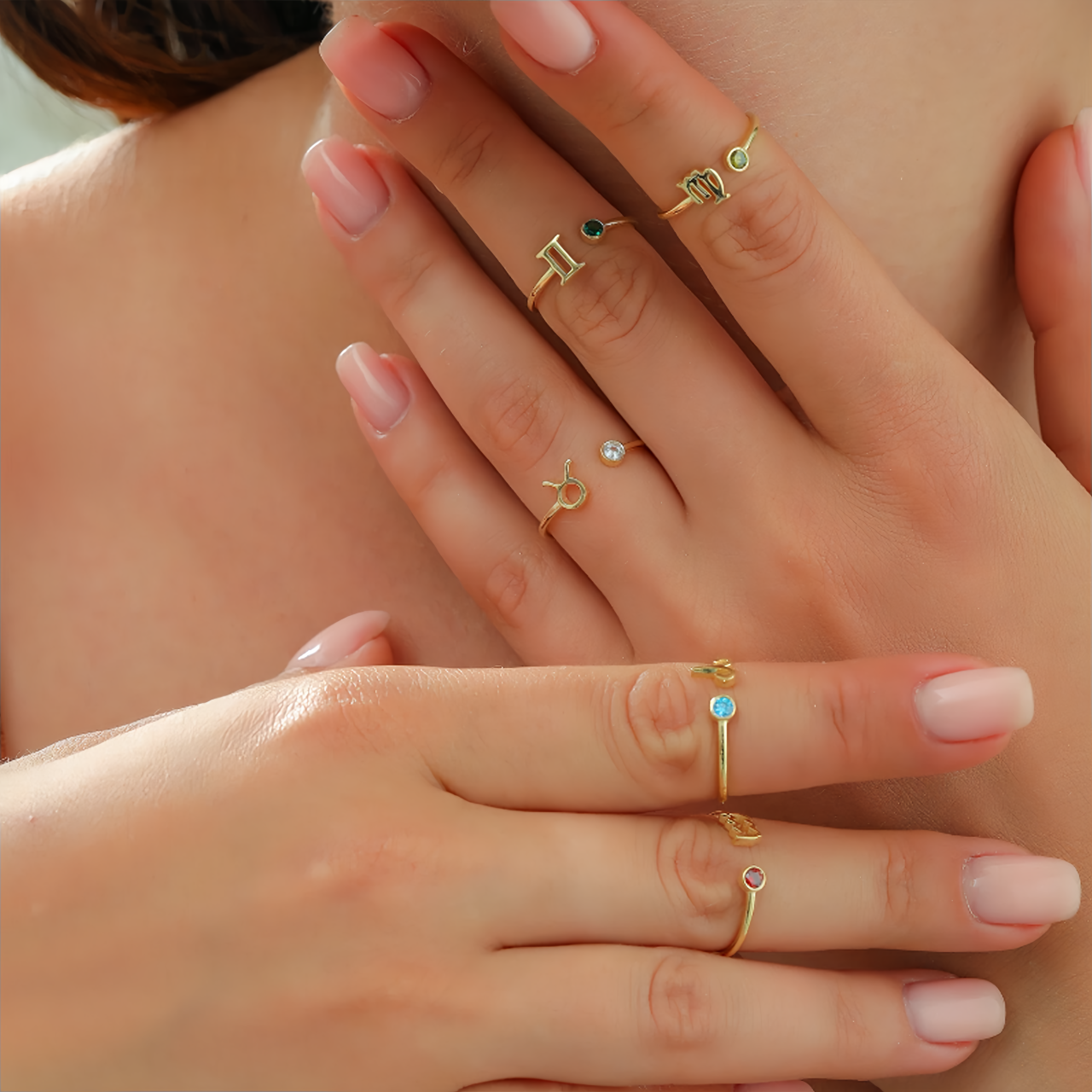 Zodiac Birthstone Titanium Steel Ring with Rune Symbols - Adjustable Open  Zircon Astrology Jewelry- EclatDoré