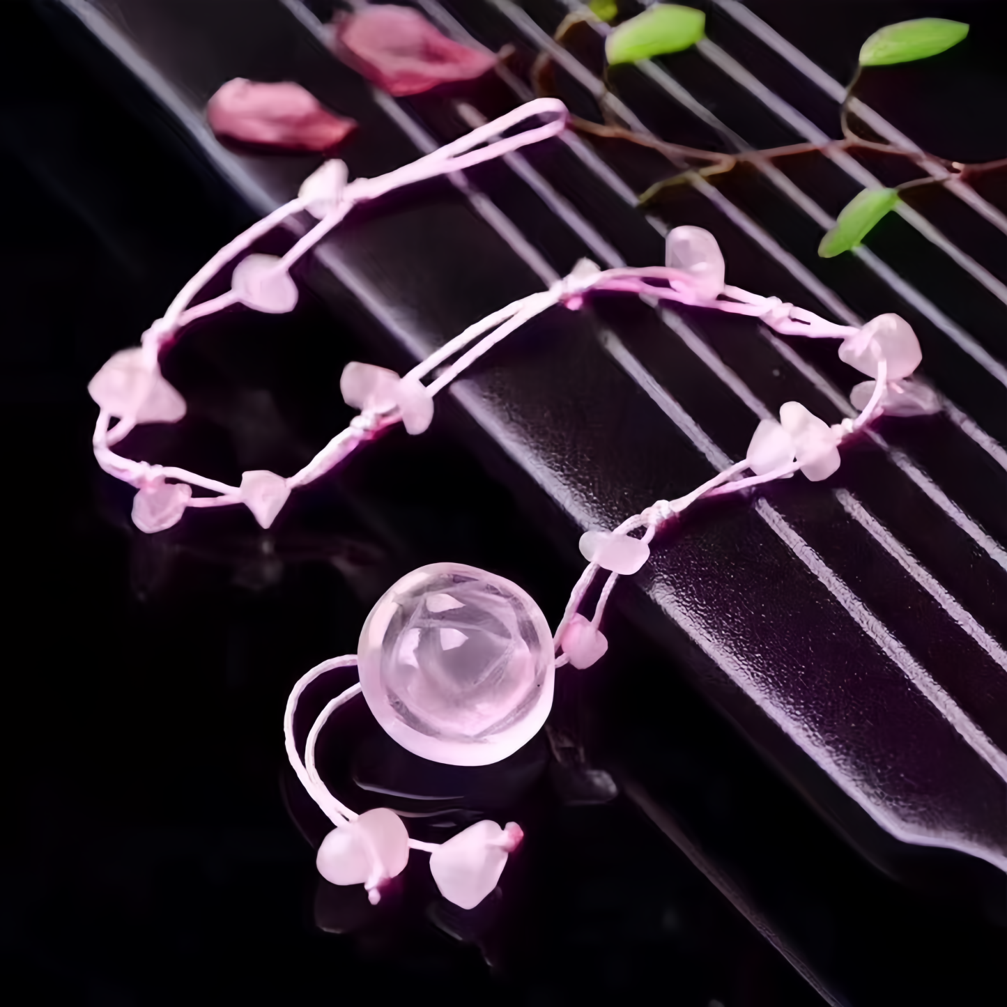 Amethyst Pink Crystal Green Aventurine Rose Inner Peace Healing Anklet- EclatDoré